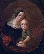 George Caleb Bingham Mrs George Caleb Bingham (Sarah Elizabeth Hutchison) and son, Newton Germany oil painting artist
